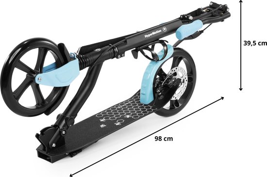 HyperMotion Patinete de Doble Rueda para jóvenes y Adultos, con Amortiguador, hasta 100 kg, Manillar Ajustable 85-95 cm, Cubierta Antideslizante, Estable, rodamientos ABEC-7, Plegable, león Digital