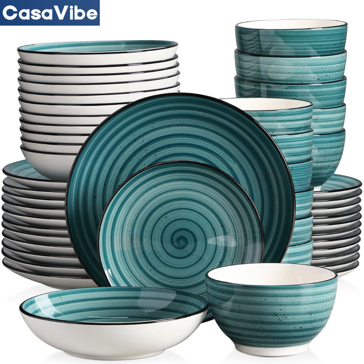 CasaVibe Luxe Bordenset Kommen set Borden Dinerborden set van 48 12 persoons serviesset