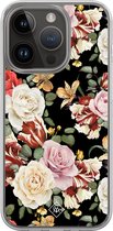 Casimoda® hoesje - Geschikt voor iPhone 13 Pro - Bloemen flowerpower - 2-in-1 case - Schokbestendig - Bloemen - Verhoogde randen - Multi, Transparant