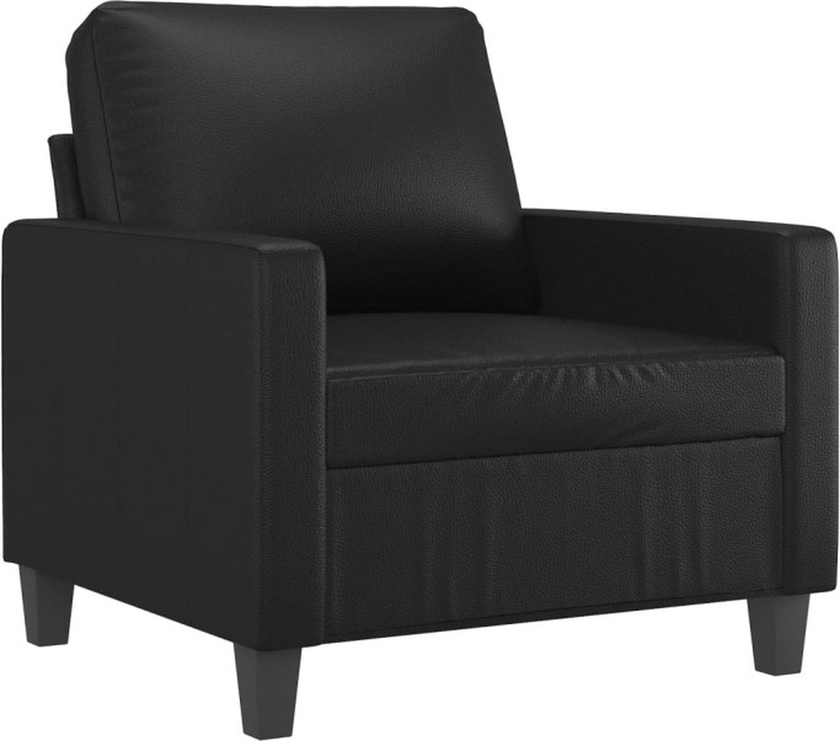 vidaXL Fauteuil - met - voetenbank - 60 - cm - kunstleer - zwart