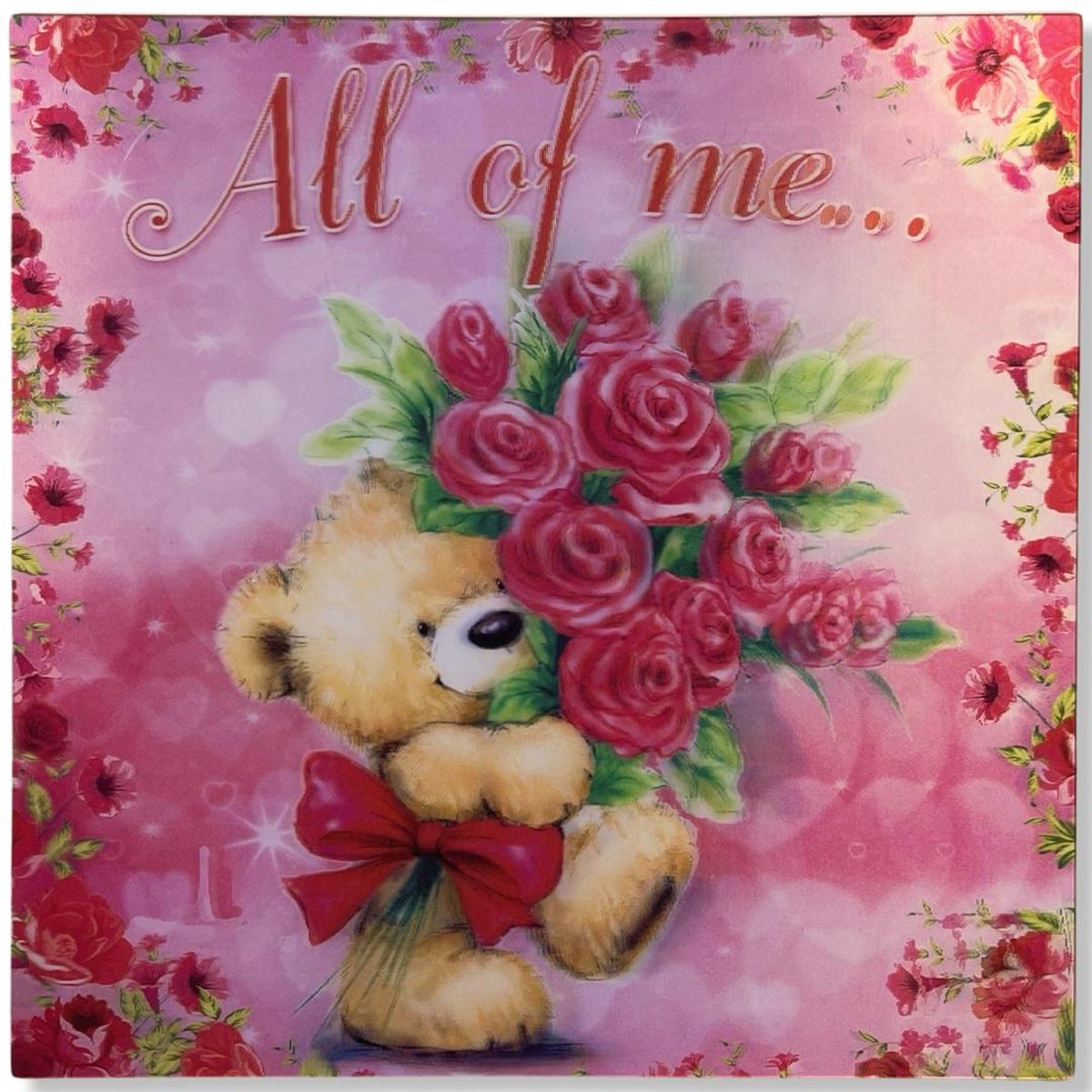 Luxe Valentijn 3D effect Wenskaart - All of me love all of you - 16x16cm