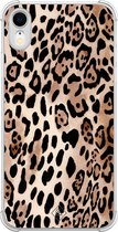 Casimoda® hoesje - Geschikt voor iPhone XR - Luipaard print bruin - Shockproof case - Extra sterk - TPU/polycarbonaat - Bruin/beige, Transparant