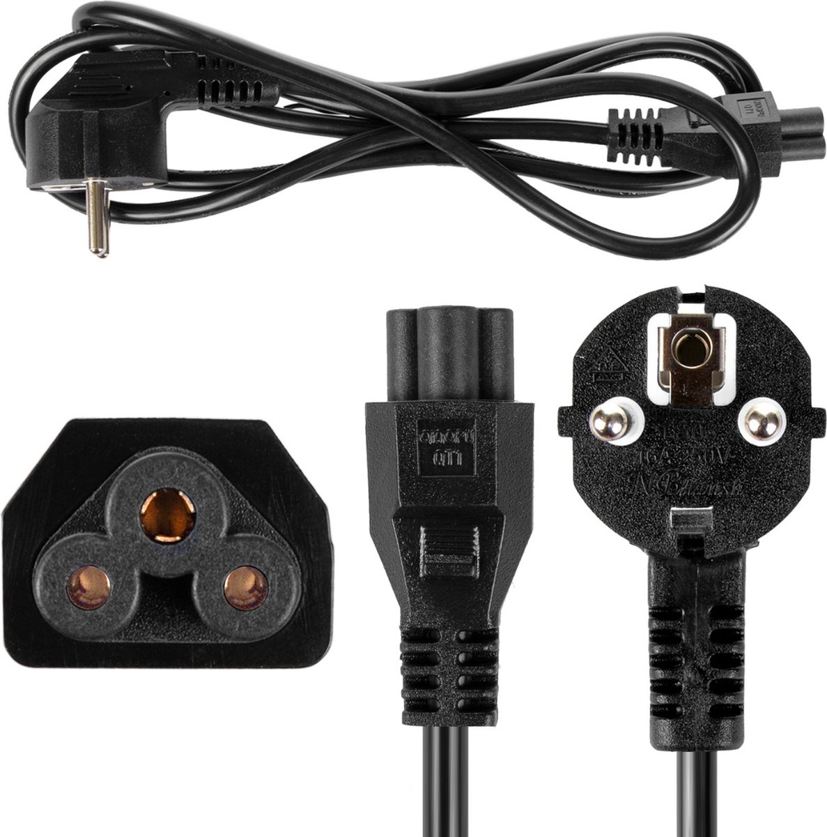 Maclean - Kabel - klaverblad snoer - 3-pins - EU-stekker - 1,5m - MCTV-857