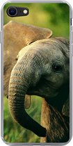 Geschikt voor iPhone SE 2020 hoesje - Olifant - Groen - Dieren - Natuur - Siliconen Telefoonhoesje