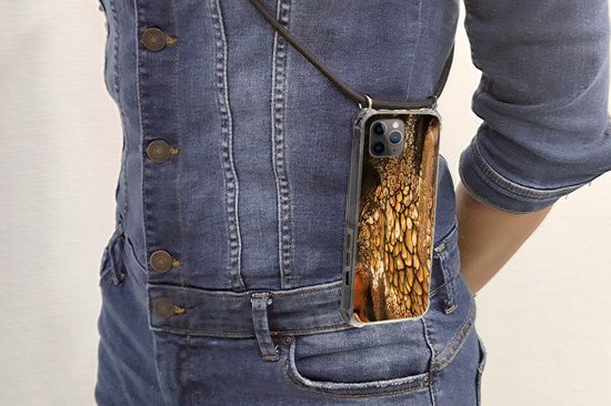 Coque avec cordon iPhone 11 Pro - Peinture - Marron - Pouring Paint - Siliconen - Bandoulière - Coque arrière avec cordon - Coque pour téléphone avec cordon - Coque avec corde