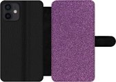 Bookcase Geschikt voor iPhone 12 Mini telefoonhoesje - Glitter - Roze - Design - Abstract - Met vakjes - Wallet case met magneetsluiting