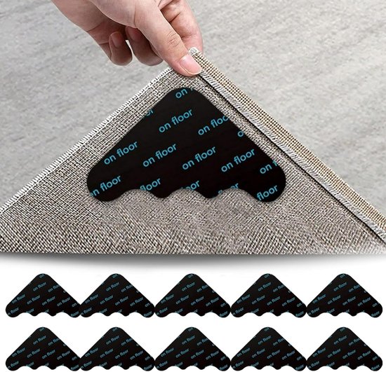 Anti-fentes pour tapis - 10 pièces - Autocollants tapis double face - Adhésif fort pour tapis - Sous-tapis - Réutilisable