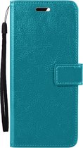 Hoes Geschikt voor Samsung S24 Hoesje Bookcase Hoes Flip Case Book Cover - Hoesje Geschikt voor Samsung Galaxy S24 Hoes Book Case Hoesje - Turquoise.