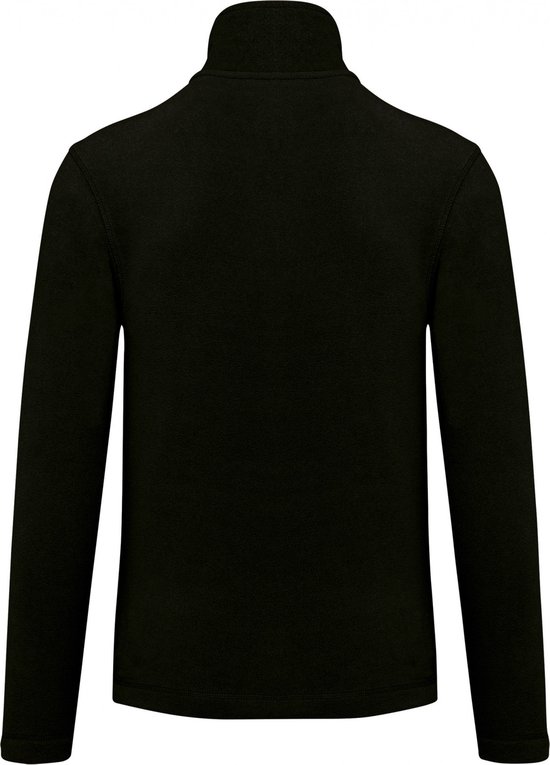Veste noire en micropolaire, vue de dos, avec fermeture éclair et col montant.