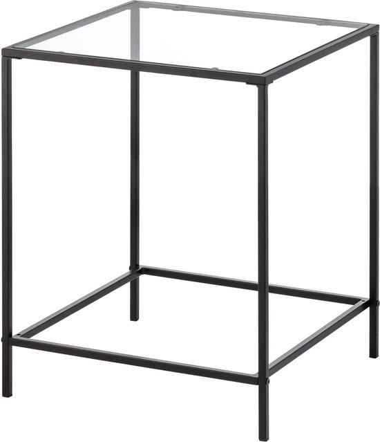 Euro Tische Salontafel van glas met 8 mm veiligheidsglas en facetgeslepen, glazen tafel, perfect geschikt als bijzettafel, woonkamertafel (98 x 58 x 42 cm, zwart