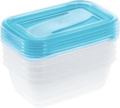 Boîtes de conservation, set de 5 pièces, 5 x 0 l, 15,5 x 10,5 x 6 cm, Fredo Fresh, bleu transparent