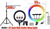 22 inch LED Ring Light en Statief | 22 inch Ringlamp RGB