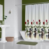 Casabueno - Douchegordijn - Bloem Patroon - 180x200 cm - Badkamer Gordijn - Shower Curtain - Waterdicht - Sneldrogend en Anti Schimmel -Wasbaar en Duurzaam - 12005
