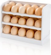 Eierhouder voor koelkast, stapelbare eieropslagcontainer voor koelkastdeur, 30 eieren ruimtebesparend (1 pak)