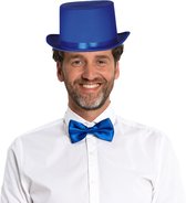 Carnaval verkleedset hoed en strik - blauw - volwassenen/unisex - feestkleding accessoires