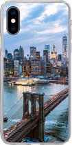 Geschikt voor iPhone X hoesje - New York - Brooklyn Bridge - Boot - Siliconen Telefoonhoesje