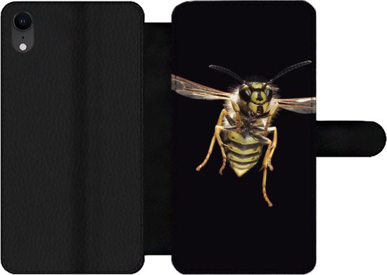 Telefoonhoesje Geschikt voor iPhone XR telefoonhoesje - Wesp - Insecten - Portret - Met vakjes - Wallet case met magneetsluiting