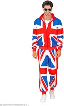 Widmann - Landen Thema Kostuum - Union Jack Star Team Retro Trainingspak Kostuum - Rood / Wit / Blauw - XL - Carnavalskleding - Verkleedkleding