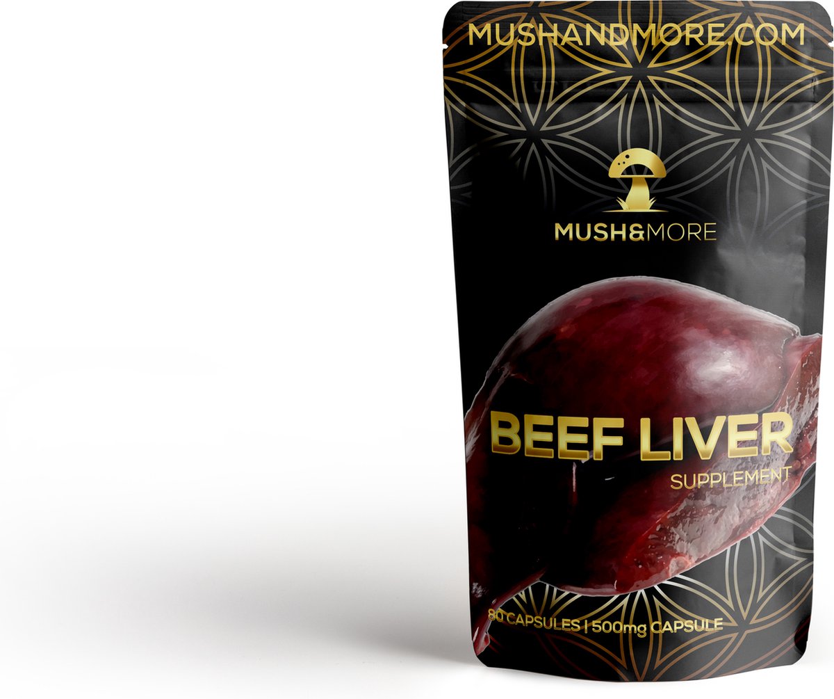 Goedkoopste Beef Liver Capsules | Runderlever | 80 Capsules | Biologisch | Bron van IJzer | Mush and More | Natuurlijk Supplement | Gras Gevoerd | Organisch | Bio