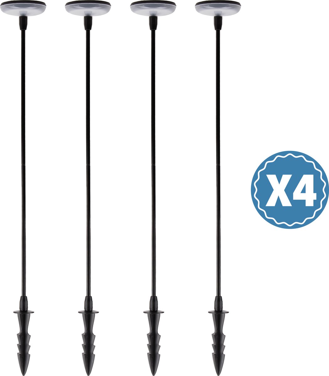 Bol.com KS Verlichting - tuinverlichting - Sunflower - solar - zwart - set van 4 - tuinlampen - prikspot - solar tuinverlichting... aanbieding
