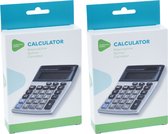 Calculatrice - 2x - gris - 10 x 14 cm - pour l'école ou le bureau