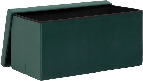 Atmosphera Pouf Pliant Lysandre Gris Effet Velours - Coffre Rangement 38x38x38cm 2en1