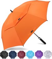 Golfparaplu, hoogste kwaliteit, koepelmaat 157 of 172 cm, regen- en stormbestendig, gemakkelijk openingsmechaniek, oranje