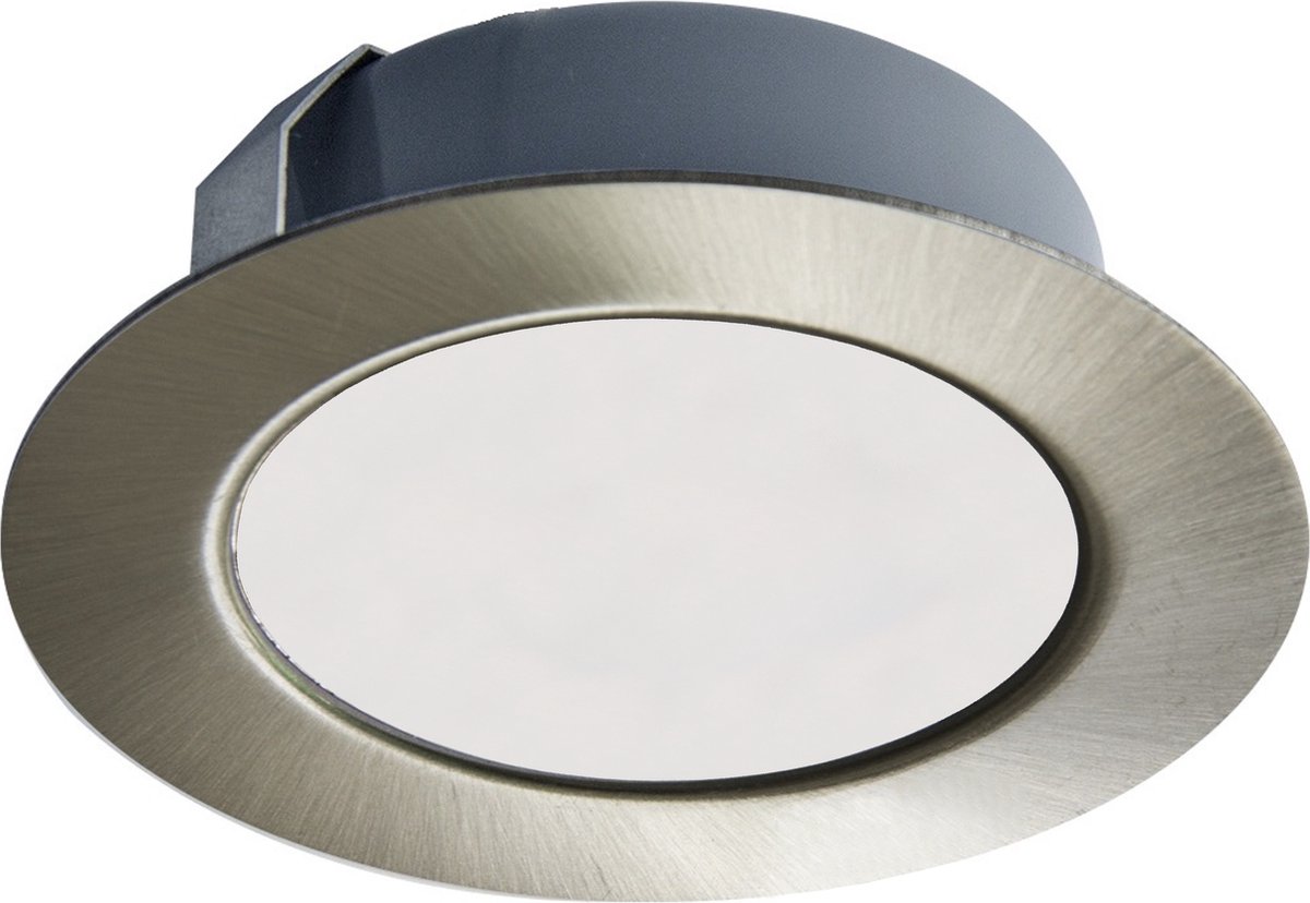 Trango Set van 1 - 12 Volt AC/DC LED meubelinbouwspot G4E-012 inbouwlamp, plafondlamp in mat nikkel, meubellamp, inbouwlamp (vervangende lamp met MR16, G4, GU5.3 fitting), afzuigkaplamp, kastverlichting, enz.