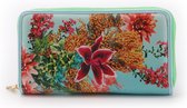 A Spark of Happiness | Wallet L Petrol, blauw, groen gebloemd | Portemonnee Petrol blauw, groen gebloemd | Rits portemonnee| Dames portemonnee | Dames, vrouwen | MIMO2302