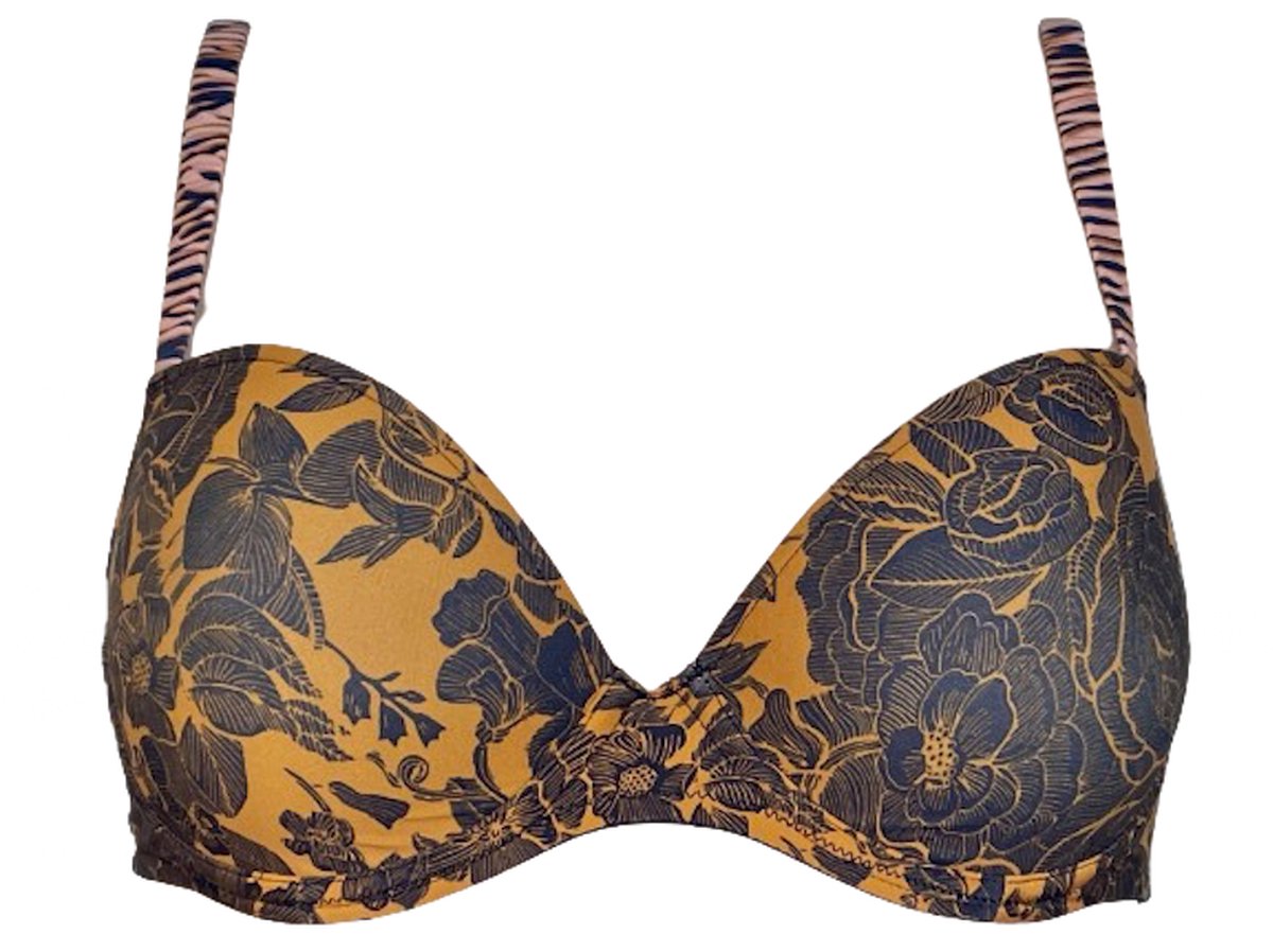 Marie Jo l'aventure Emmanuel Voorgevormde Beugel Bh 0122136 Midnight Blue - maat EU 70E / FR blauw / mosterd en roze
