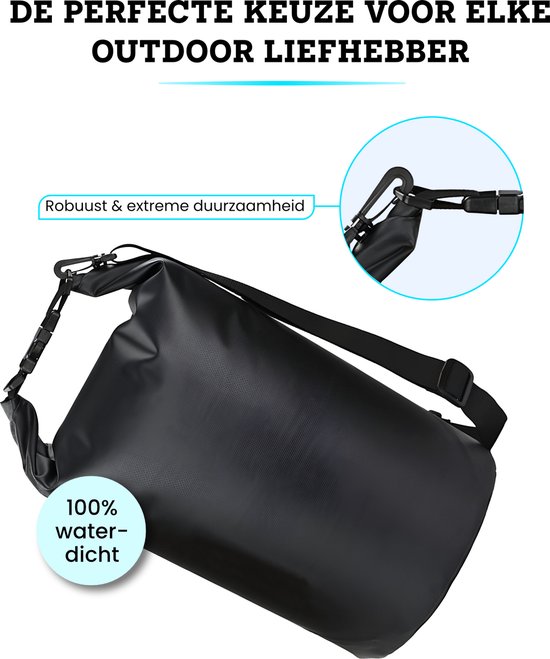 Somstyle Drybag 5 Liter - Droog Tas Waterdicht met Schouderriem - Voor Outdoor, Vakantie, Travel & Zwemmen - Zwart
