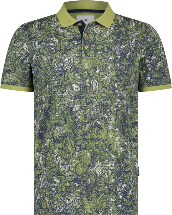 State of Art - Piqué Polo Print Groen - Modern-fit - Heren Poloshirt Maat XL