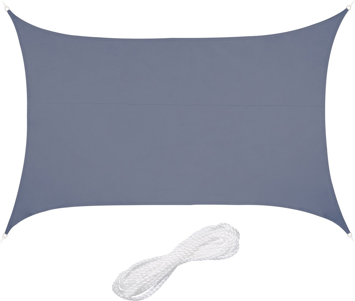 Relaxdays schaduwdoek rechthoekig zonnedoek polyester schaduwzeil concaaf donkergrijs 3 x 4 m