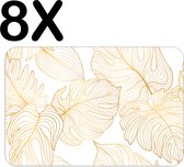 BWK Stevige Placemat - Wit met Gouden Palm Bladeren - Set van 8 Placemats - 45x30 cm - 1 mm dik Polystyreen - Afneembaar