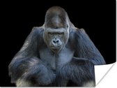 Poster Een Gorilla kijkt indrukwekkend in de camera - 80x60 cm