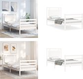 vidaXL Bedframe met hoofdbord massief hout wit 3FT Single - Bedframe - Bedframes - Bed - Eenpersoonsbed
