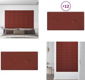 vidaXL Wandpanelen 12 st 0-54 m² 30x15 cm kunstleer wijnrood - Wandpaneel - Wandpanelen - Wanddecoratie - Wandversiering