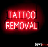 TATTOO REMOVAL - Lichtreclame Neon LED bord verlicht | SpellBrite | 74 x 38 cm | 6 Dimstanden - 8 Lichtanimaties | Reclamebord neon verlichting