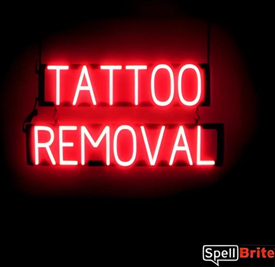TATTOO REMOVAL - Lichtreclame Neon LED bord verlicht | SpellBrite | 74 x 38 cm | 6 Dimstanden - 8 Lichtanimaties | Reclamebord neon verlichting