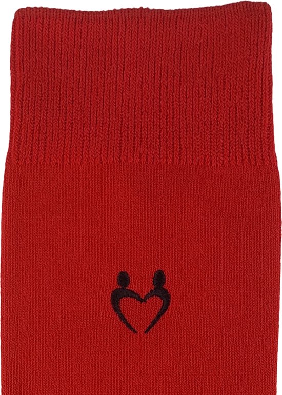 Magic Socks - Herensokken - Rode sokken met Hart van Geliefden borduursel - Zacht en Ademend