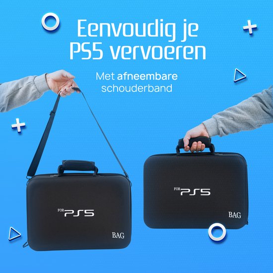 Étui adapté pour Playstation 5 - Espace pour écouteurs, Manettes et Spellen - Comprend bandoulière - Étanche - Sac de rangement pour PS5 - Étui pour PS5 - Zwart - Étui rigide - Étui de protection