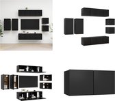 vidaXL 8-delige Tv-meubelset spaanplaat zwart - Tv-kastenset - Tv-kastensets - Tv-kasten - Tv-meubelset