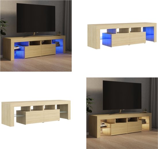 vidaXL Tv-meubel met LED-verlichting 140x36-5x40 cm sonoma eikenkleur - Tv-kast - Tv-kasten - Tv-meubel - Hifi-meubel