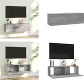 vidaXL Tv-wandmeubel 100x30x30 cm bewerkt hout grijs sonoma eikenkleur - Tv-muurkast - Tv-muurkasten - Tv-steun - Tv-meubel