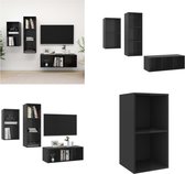 vidaXL 3-delige Tv-meubelset bewerkt hout hoogglans zwart - Tv-kastenset - Tv-kastensets - Tv-kasten - Tv-meubelset