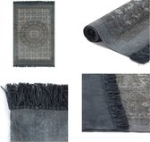 vidaXL Kelim vloerkleed met patroon 120x180 cm katoen grijs - Tapijt - Tapijten - Kleed - Kleden