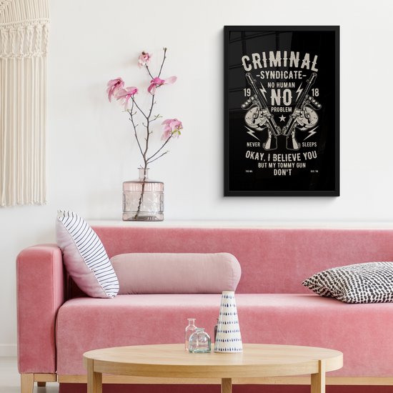 Cadre photo avec affiche - Mancave - Armes - Zwart - Vintage - 40x60 cm - Cadre pour affiche