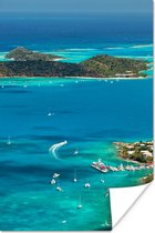 Caribische haven Poster 80x120 cm - Foto print op Poster (wanddecoratie woonkamer / slaapkamer) / Caraïben Poster