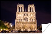 Notre Dame bij nacht Poster 180x120 cm - Foto print op Poster (wanddecoratie woonkamer / slaapkamer) / Europa Poster XXL / Groot formaat!