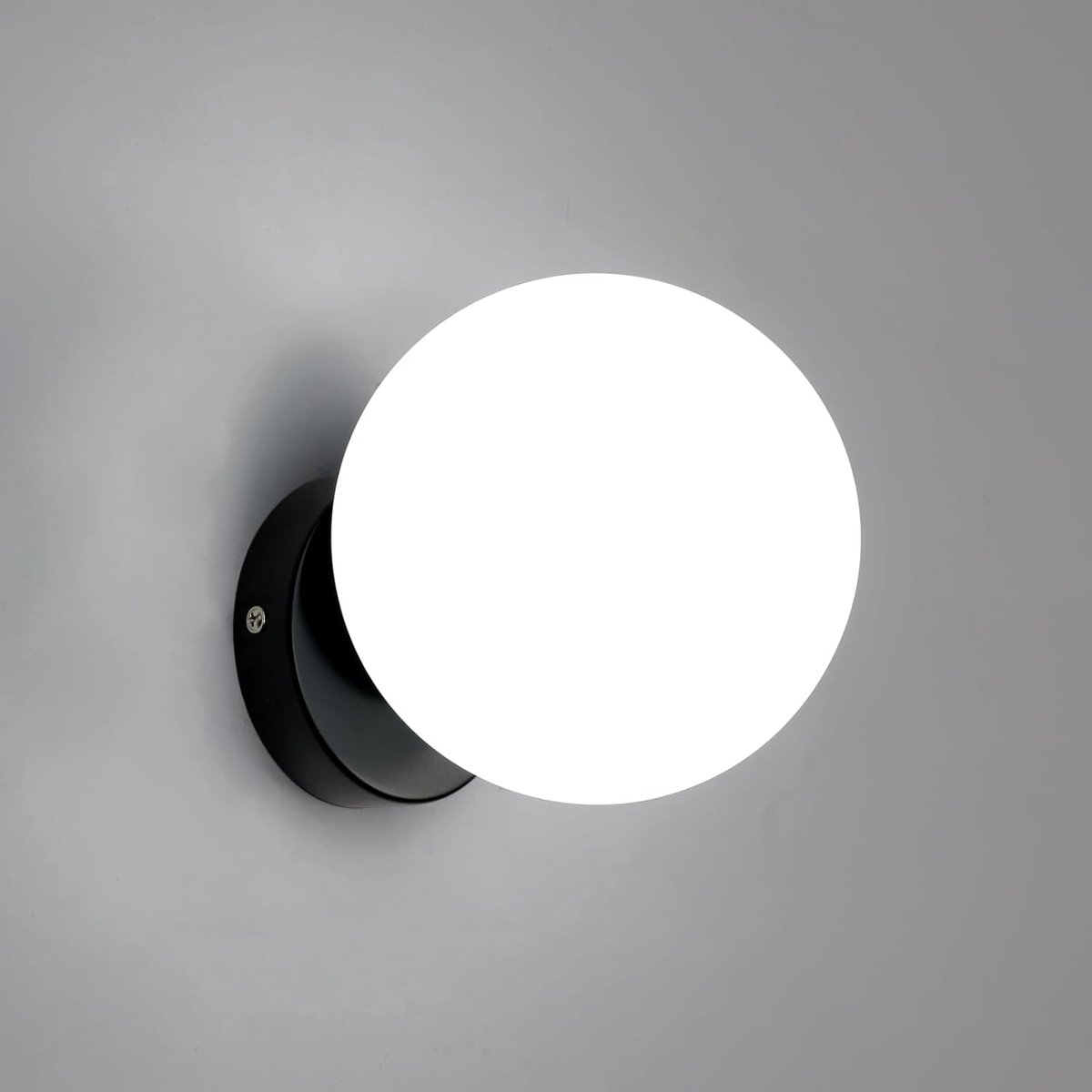Goeco Wandlamp - 18cm - Klein - E27 - Zwarte - Bolvormige Wandlamp - Lichtbron Niet Inbegrepen